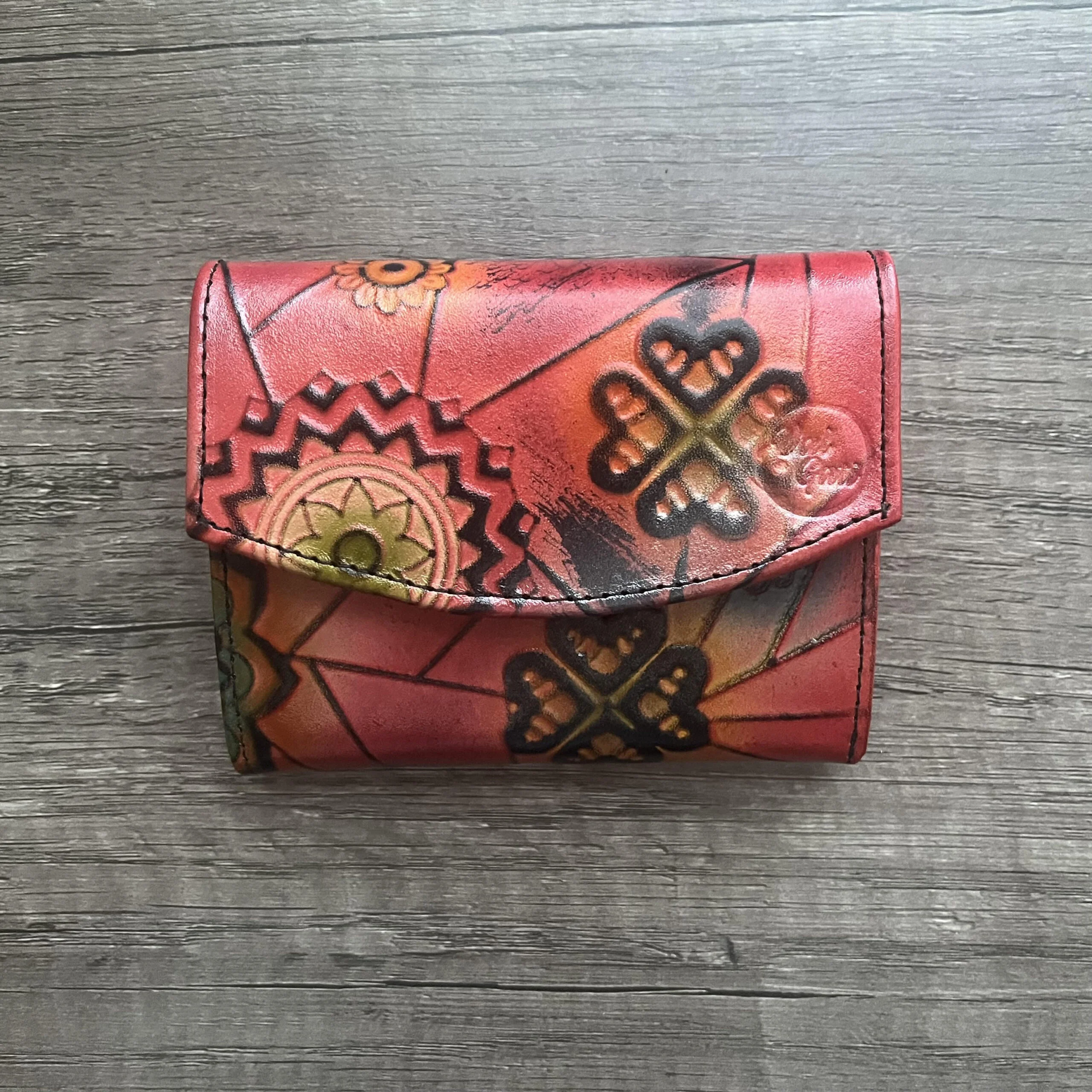 Front Sarah red and orange Women's Genuine Leather Model Sarah
