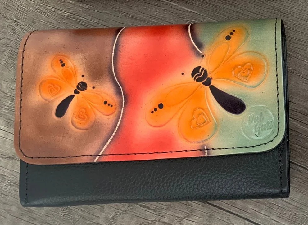 Womens Wallets Black 2 Butterfly Women's Genuine Leather Model Sophie